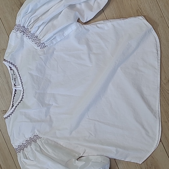 Madewell Embroidered Poplin Balloon Sleeve Top Blouse Cotton White Medium - Picture 5 of 9